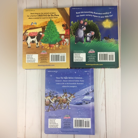 3 Little Hippo Childrens Padded Board Books Santa Christmas Farm Twinkle Twinkle - Picture 2 of 7